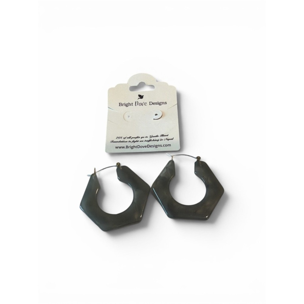 Bright Dove Designs Hexagon Hoop Earrings in‎ Dark Gray